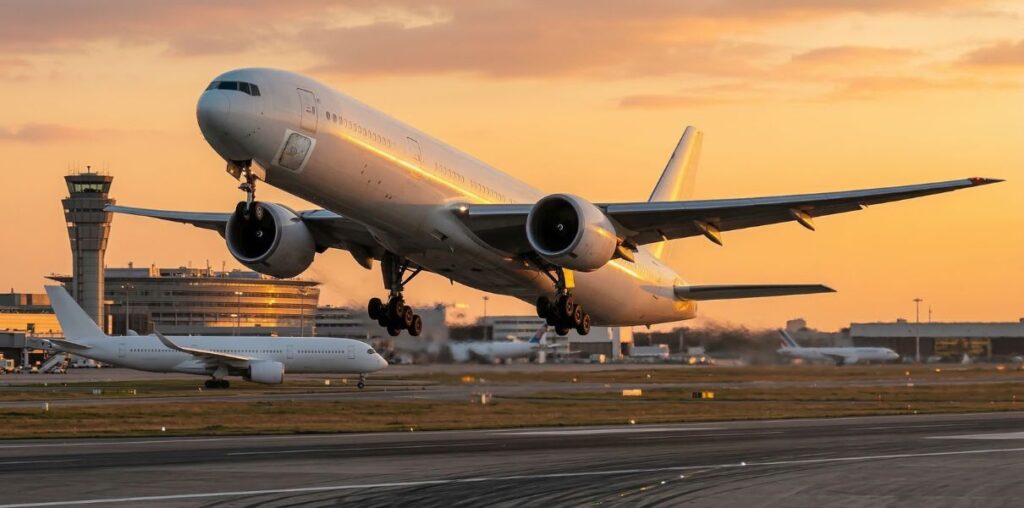 Image created by infostourisme.com - Long-haul aircraft at Paris-CDG illustrating the increase in THAI and Air Mauritius flights linked to the disruptions of the Iran war.