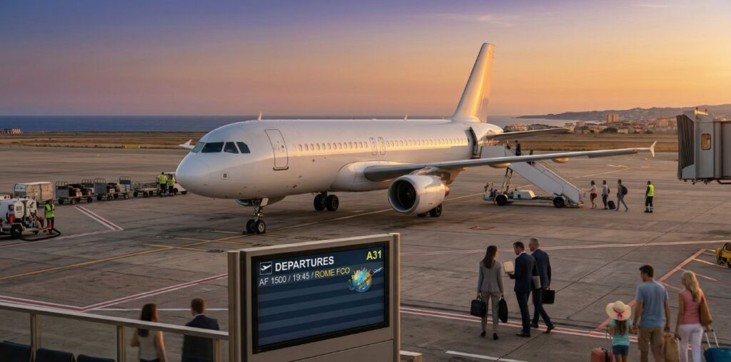 Image created by infostourisme.com - Illustrative image representing an ITA Airways flight connecting Marseille to Italy via Rome Fiumicino.