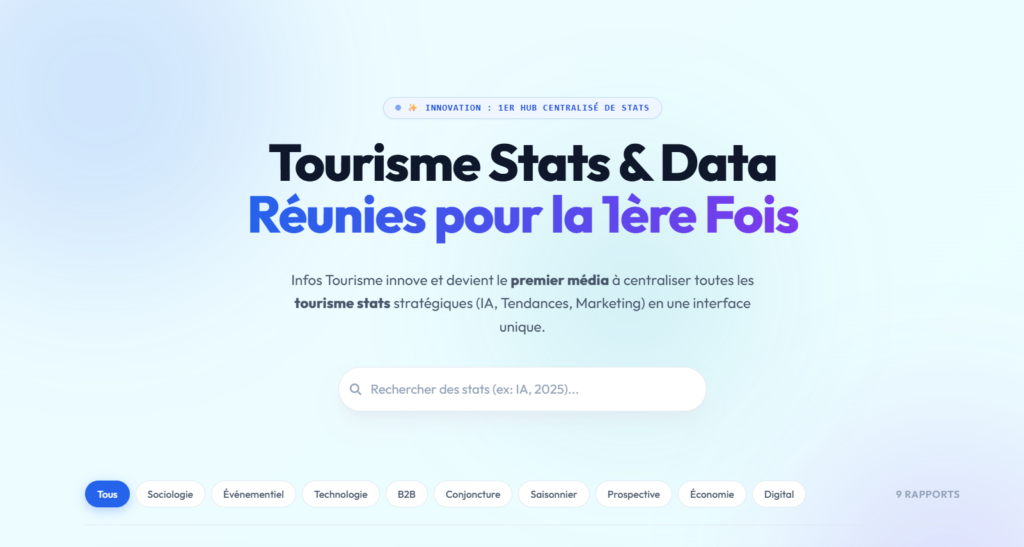 Illustrative image – Tourism Stats, the new platform from InfosTourisme.com that centralizes all the sector's strategic data. © InfosTourisme.com