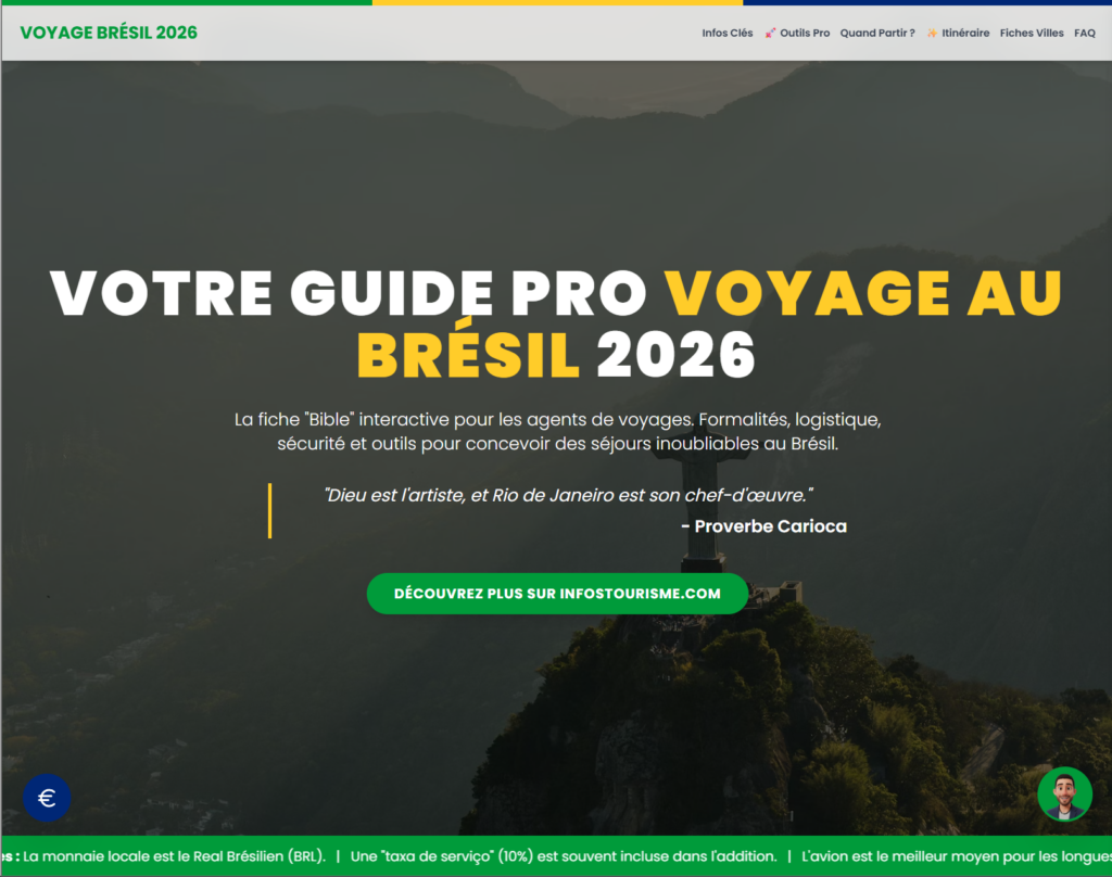 ➡️ Consult our complete practical guide for Travel to Brazil and prepare tailor-made trips with all the key information: formalities, itineraries, logistics and tools for tourism professionals.